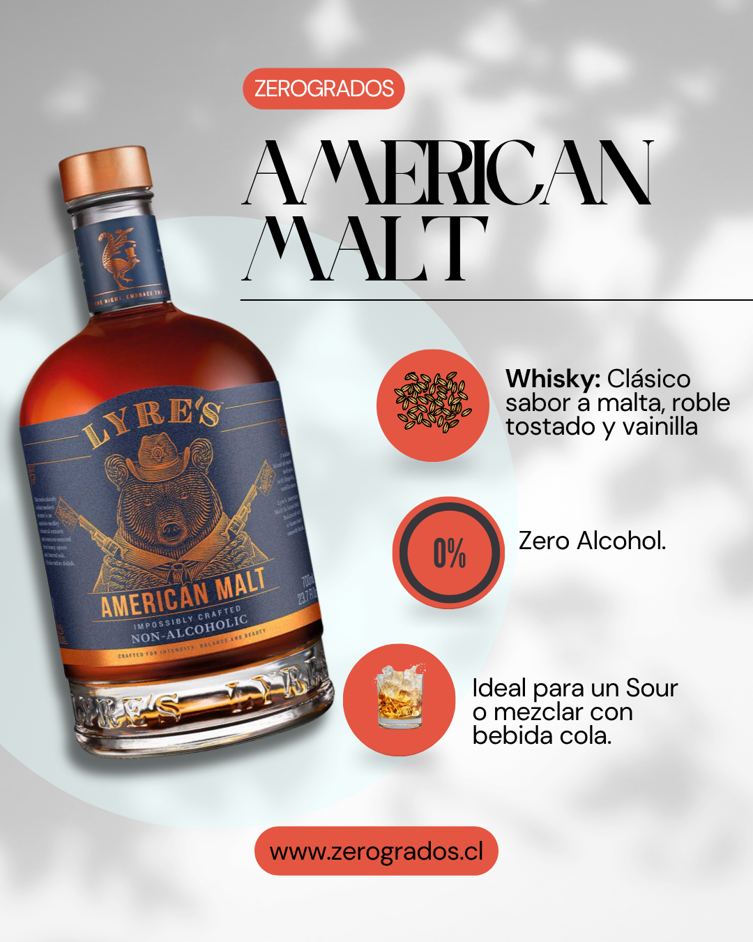 Lyre's American Malt - Destilado Tipo Whisky Bourbon Sin Alcohol 700ml