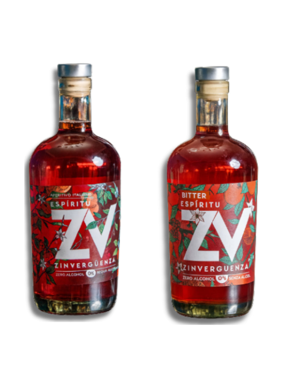 Pack Dúo Zinverguenza - Espíritu ZV Aperitivo + Bitter Rojo Sin Alcohol (750ml x 2)