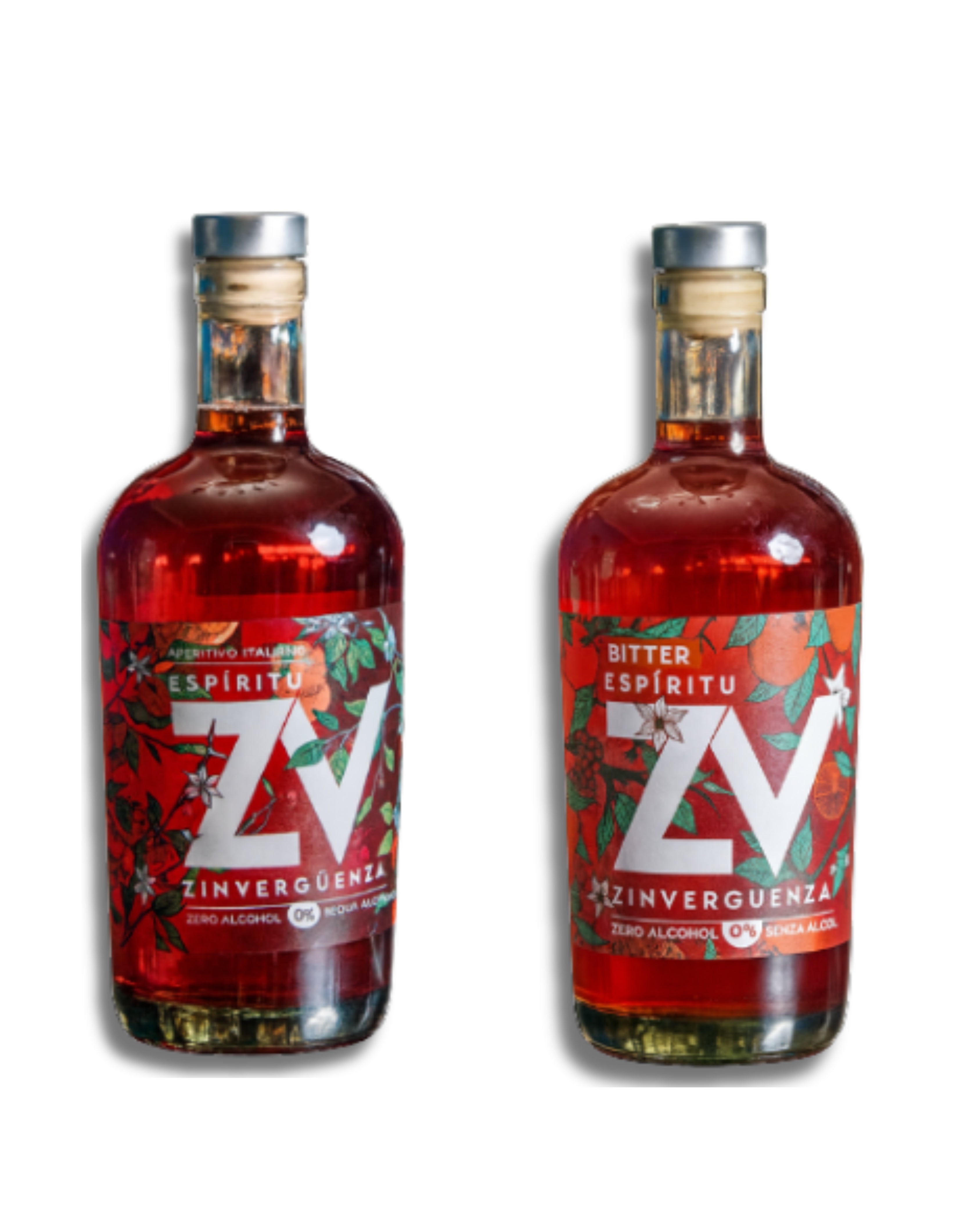 Pack Dúo Zinverguenza - Espíritu ZV Aperitivo + Bitter Rojo Sin Alcohol (750ml x 2)